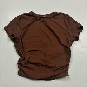 007 - WOMENS LULULEMON ATHLETICA BROWN ATHLETIC YOGA SIZE 4 TOP SHIRT